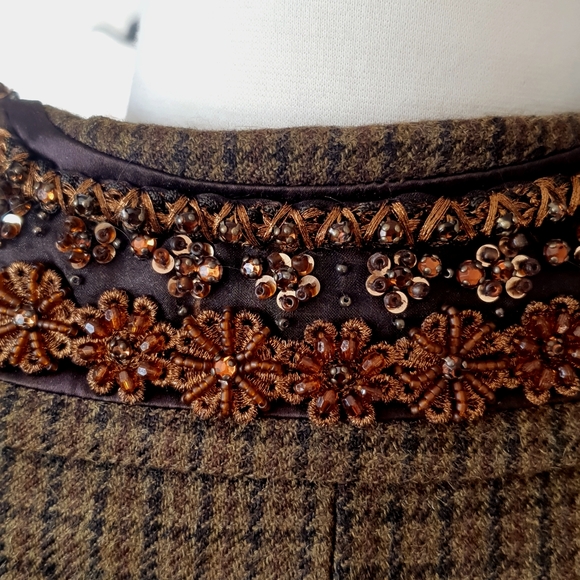 Banana Republic Women’s Tweed Peplum Embellished Wool Blazer Jacket Size 0 - Picture 6 of 8